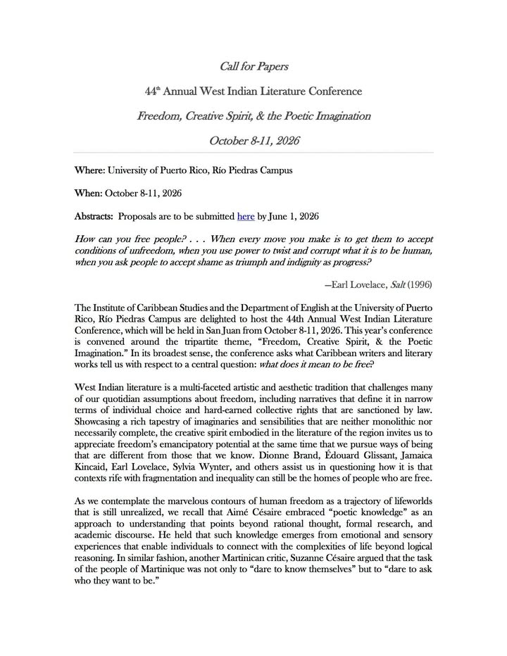 Department of English, Humanities, University of Puerto Rico, Rio Piedras